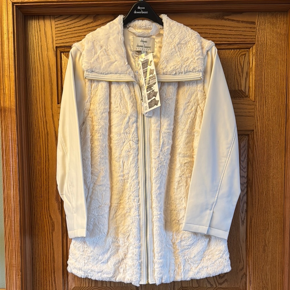 Dennis Basso Women's White Faux Fur Jacket/Vest